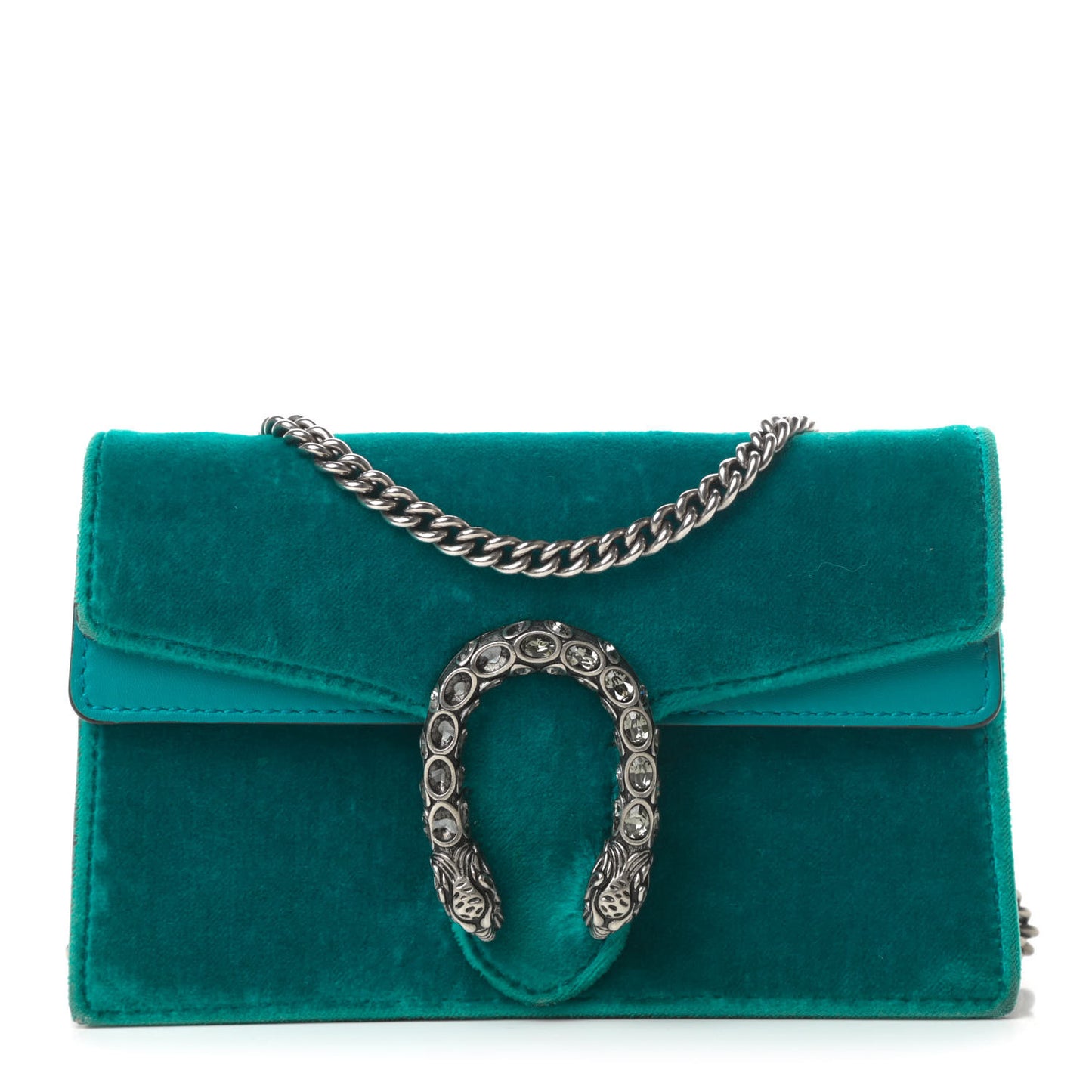 Velvet Super Mini Dionysus Shoulder Bag Pavone Cyan
