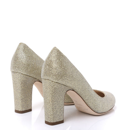Jimmy Choo Glitter Fabric Billie 85 Pump 35 Champagne 4 of 7