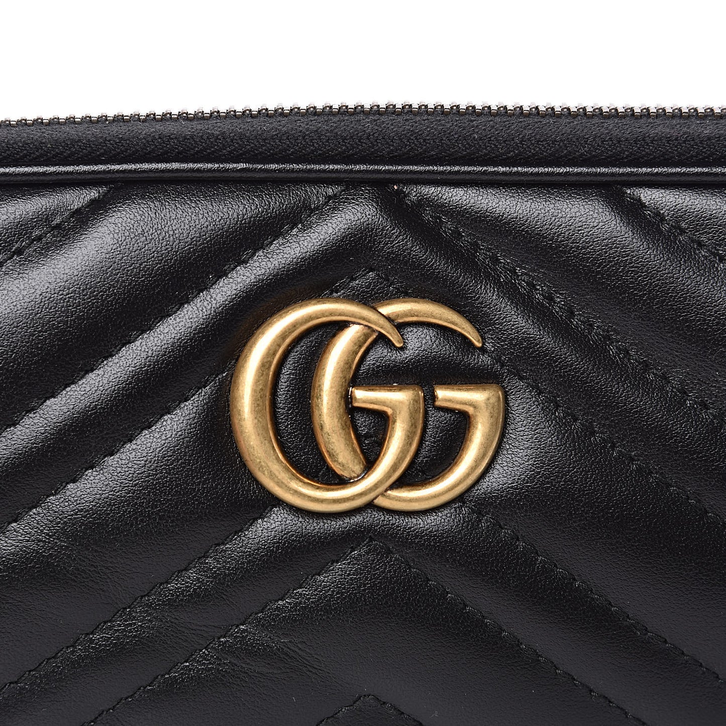 Calfskin Matelasse Mini GG Marmont Chain Crossbody Bag Black