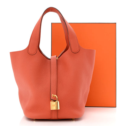 Hermes Taurillon Clemence Picotin Lock 18 PM Terre Battue 11 of 11