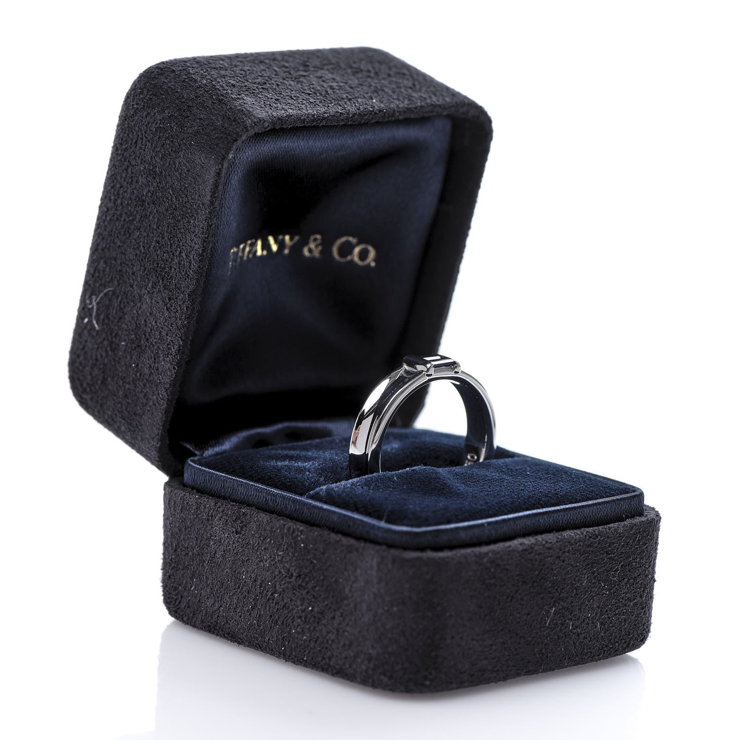Tiffany 18K White Gold Blue Sapphire Stacking Ring 53 6.5 7 of 7