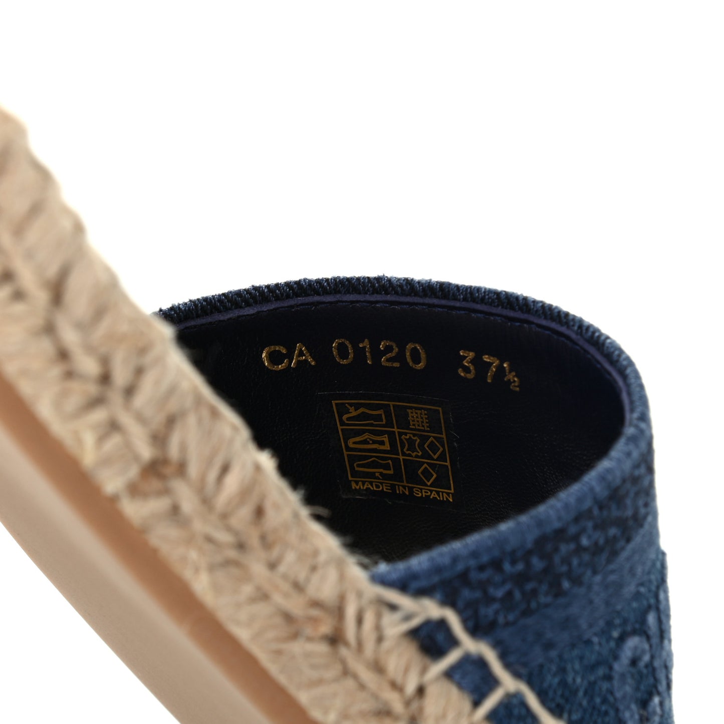 Denim Embroidered Granville Espadrille Flat Slide Sandals 37.5 Blue