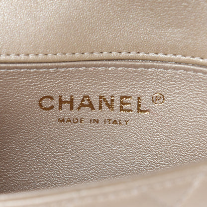Chanel Metallic Lambskin Quilted Extra Mini V For Victory Flap Light Gold 6 of 11