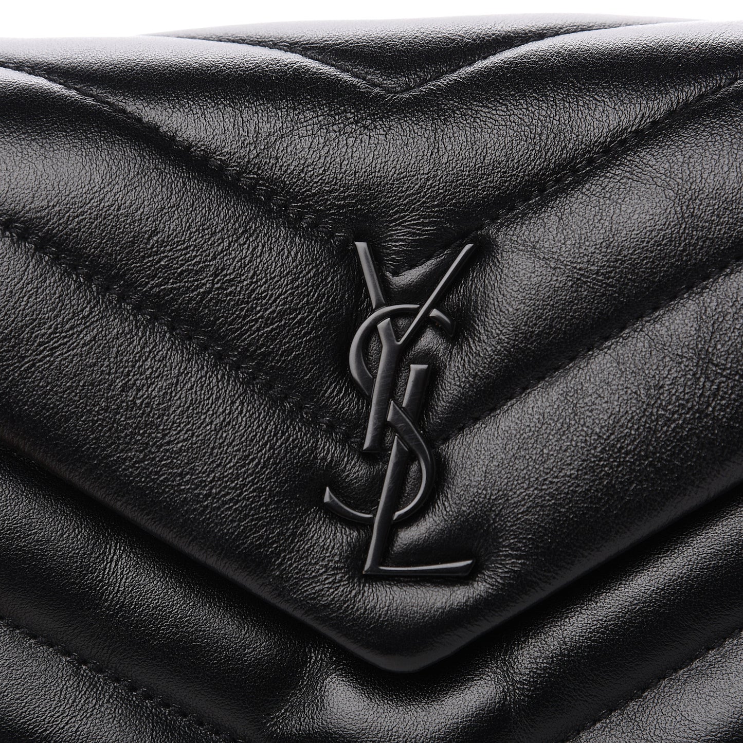Calfskin Y Quilted Monogram Toy Loulou Crossbody Bag Black