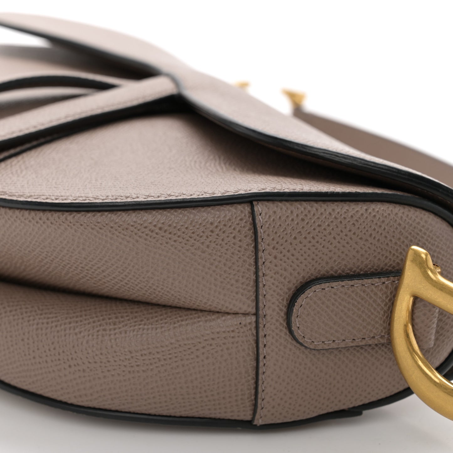 Grained Calfskin Saddle Bag Warm Taupe