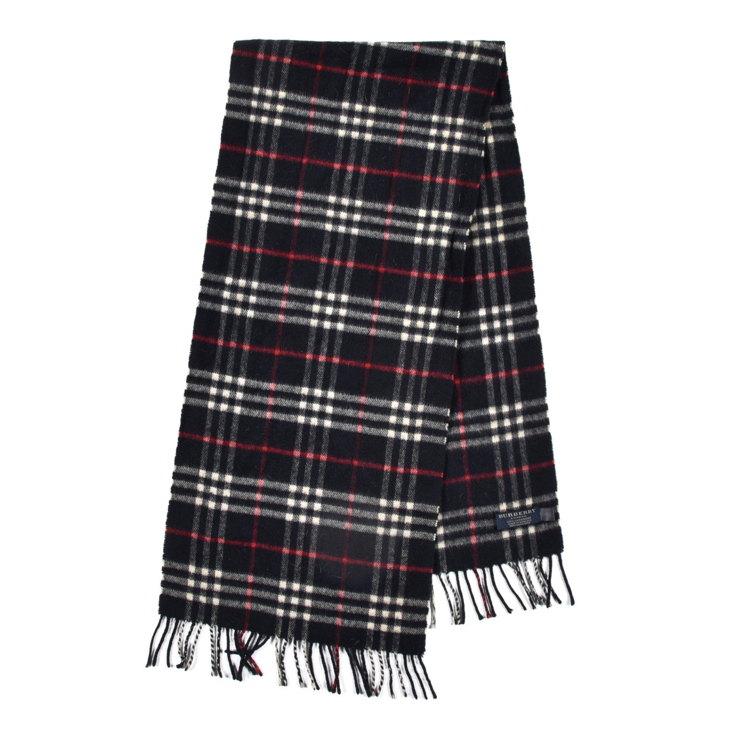 Burberry Cashmere Vintage Check Icon Stripe Scarf Black 2 of 4