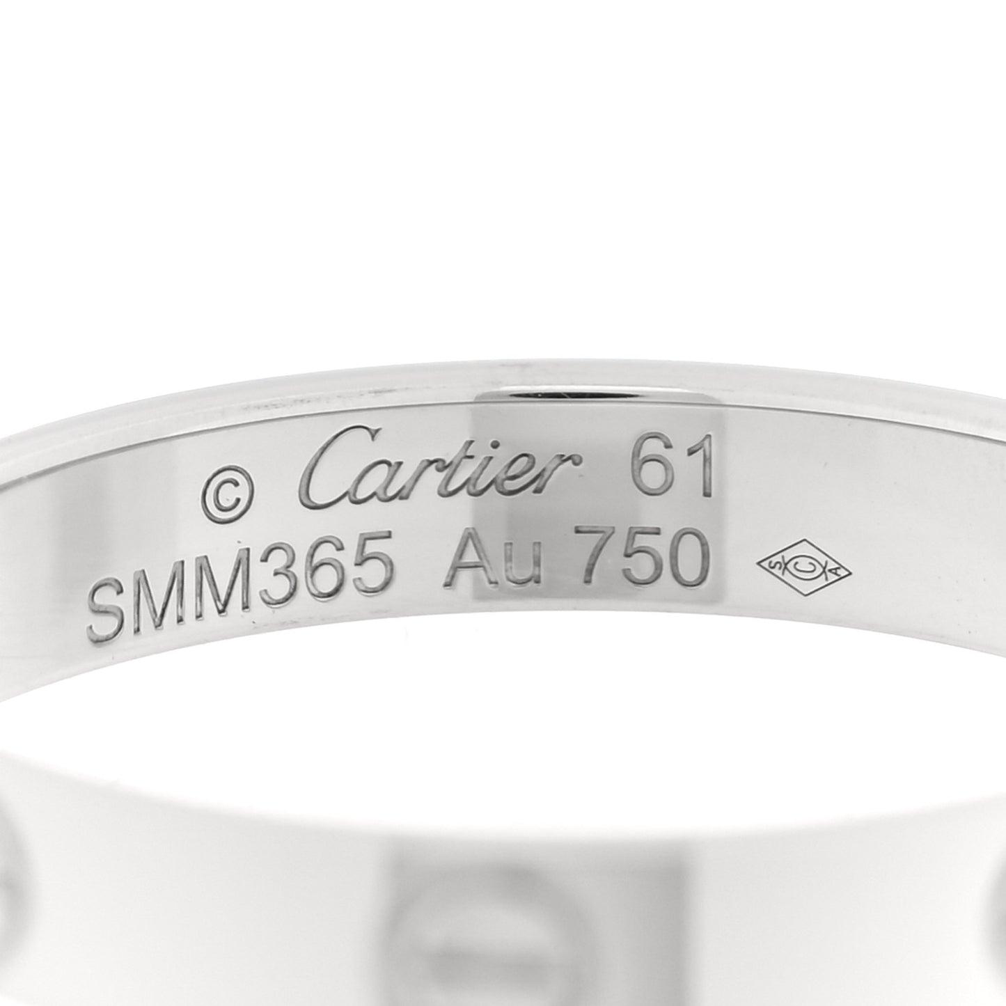 18K White Gold 3.5mm LOVE Wedding Band Ring 61 9.5