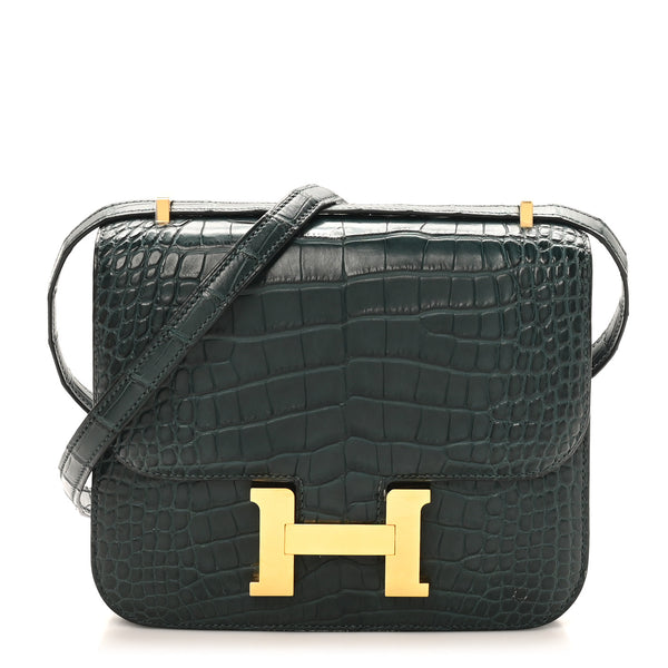 HERMÈS キャバリエ Hermes Matte Alligator Constance 18 Vert Cypress 1822019