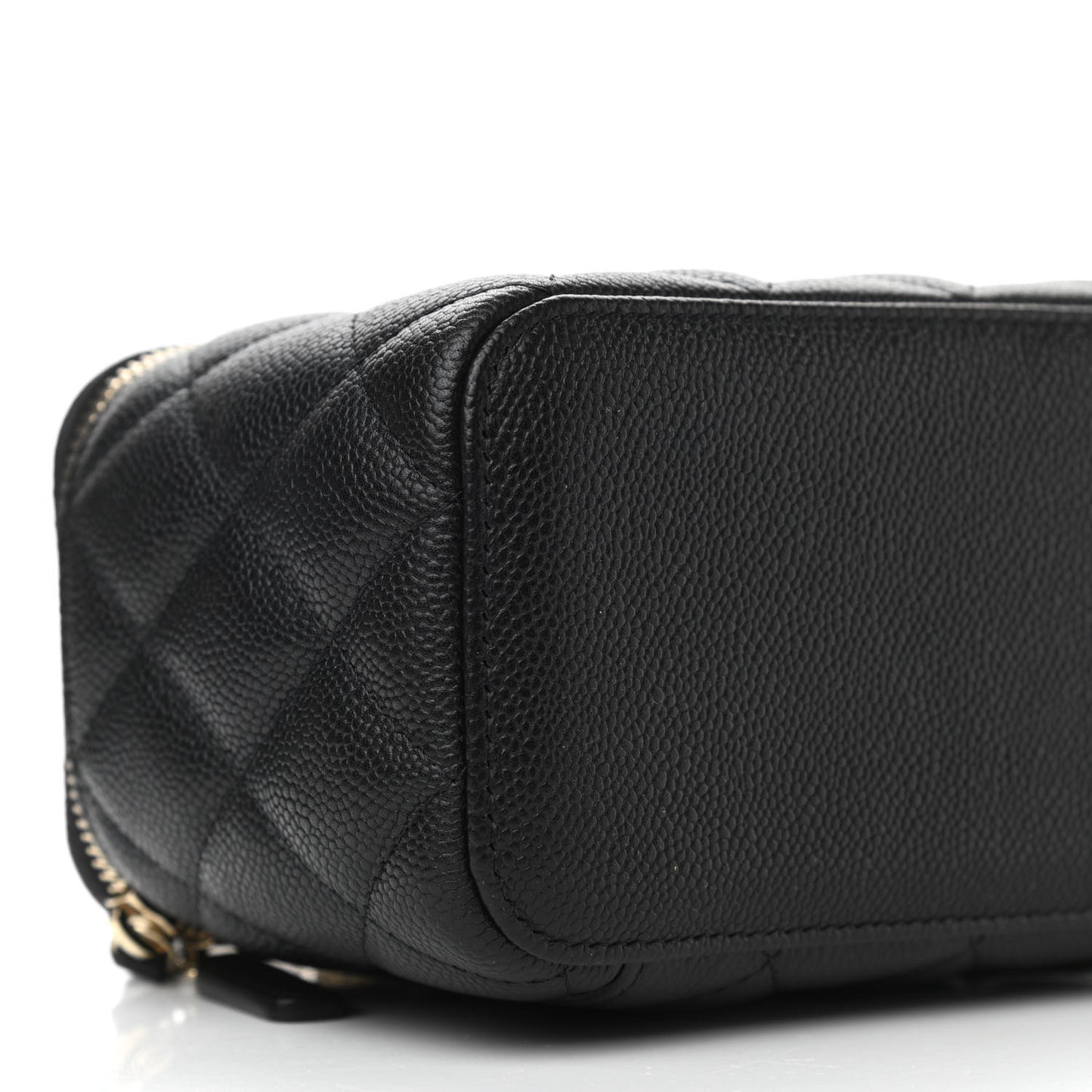 Caviar Quilted Small Tiny CC Vanity Case With Chain Black