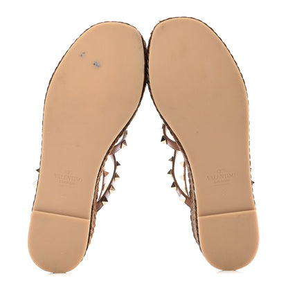 Valentino Garavani Calfskin Rockstud Ankle Strap Torchon Espadrille Caged 30/55mm Sandals 38 Saddle Brown 4 of 5