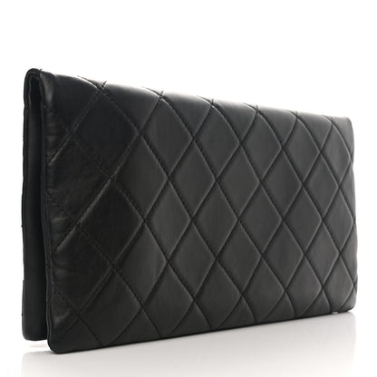 Chanel Lambskin Quilted Fold Over Clutch Black 3 of 8