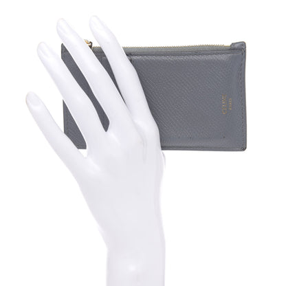 Celine Grained Calfskin Zipped Card Holder Medium Grey 2 of 10
