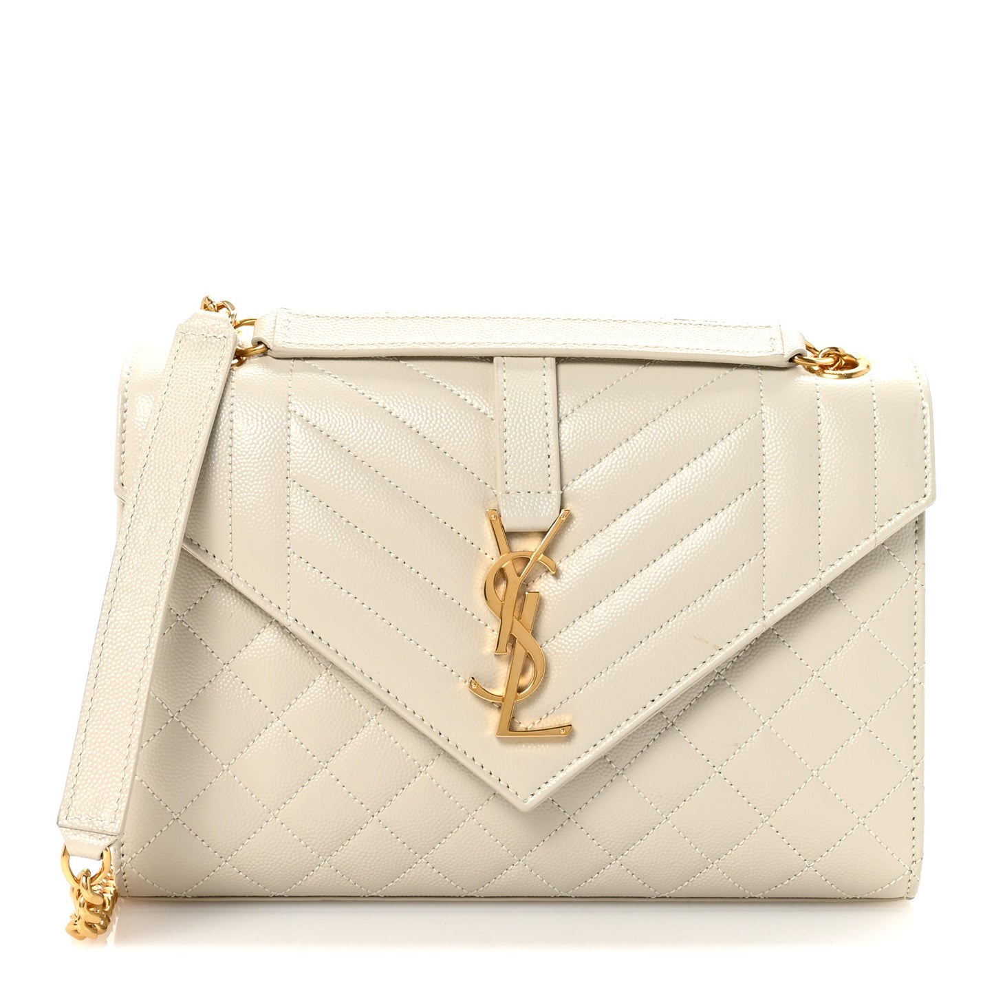 Grain De Poudre Textured Mixed Matelasse Medium Triquilt Monogram Satchel Crema Soft