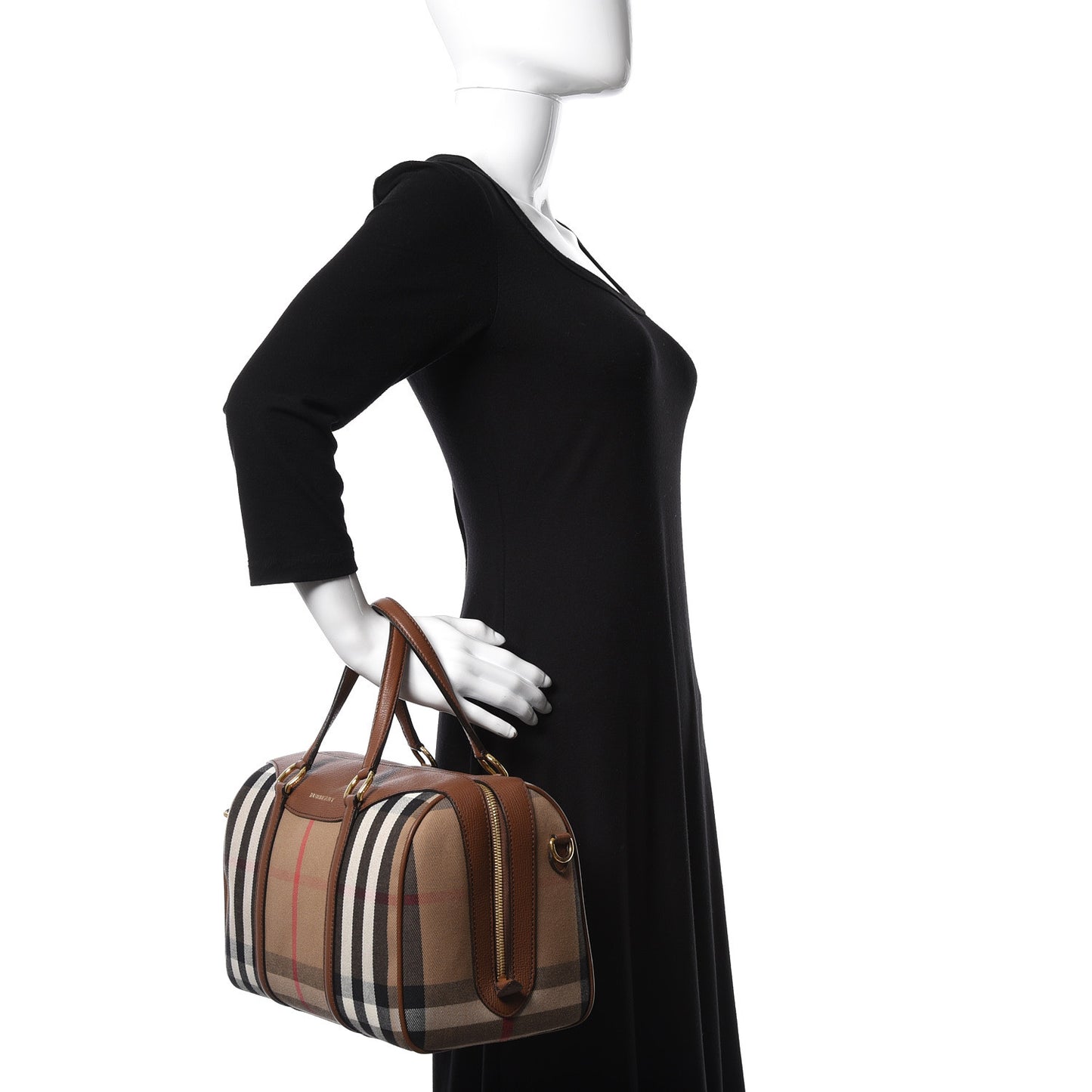 House Check Derby Calfskin Medium Alchester Bowling Bag Tan