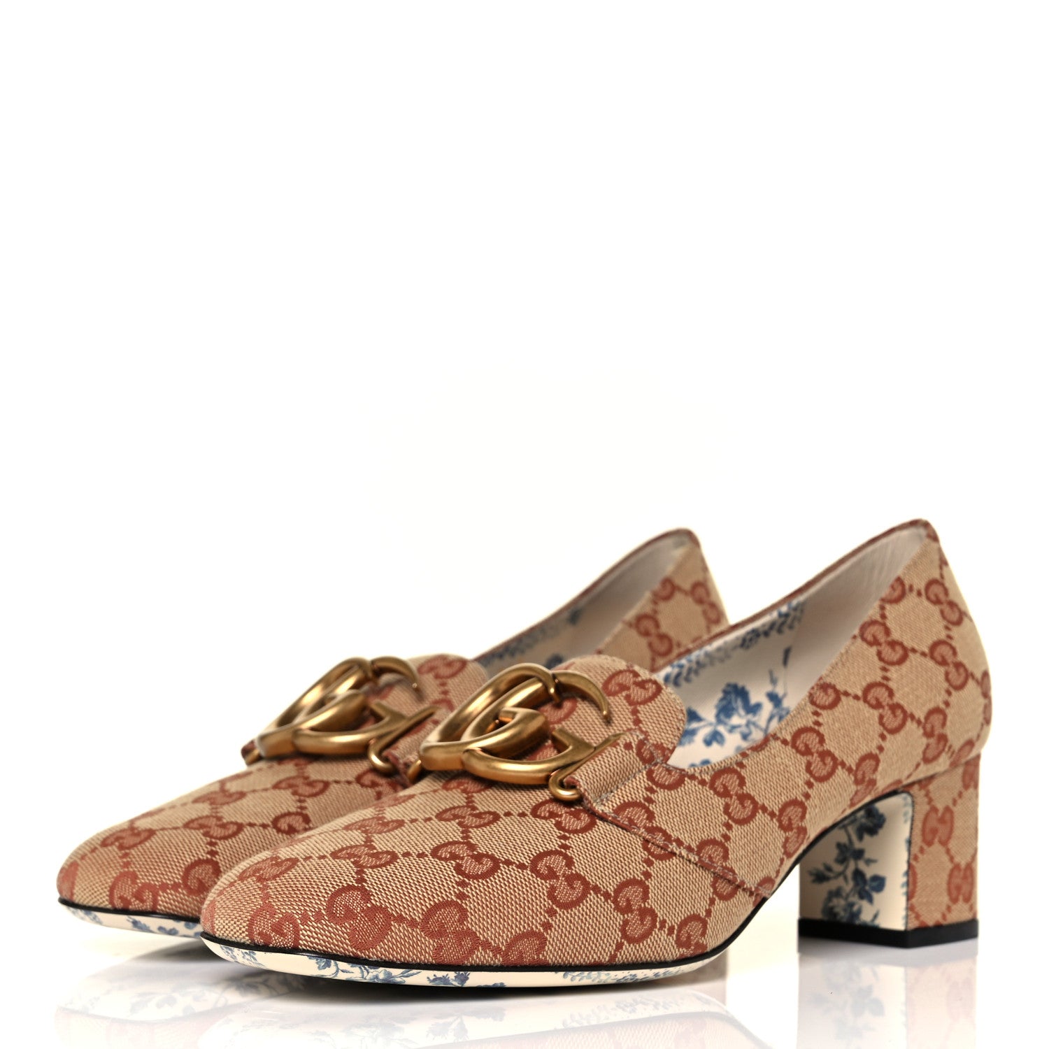 Gucci Monogram GG Victoire 55mm Loafer Pumps 39 Beige Ruggine 3 of 9