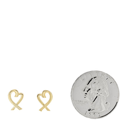 Tiffany 18K Yellow Gold Mini Paloma Picasso Loving Heart Earrings 2 of 4
