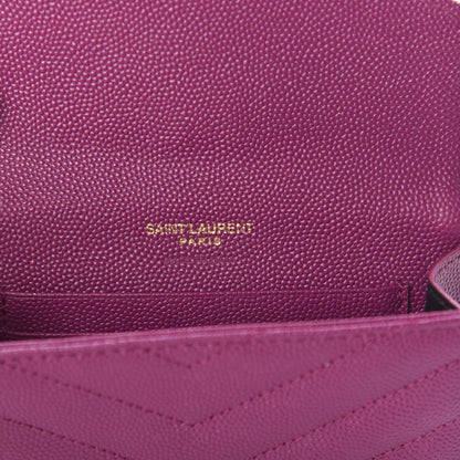 Saint Laurent Grain De Poudre Matelasse Chevron Small Monogram Envelope Wallet Dark Grape 8 of 10