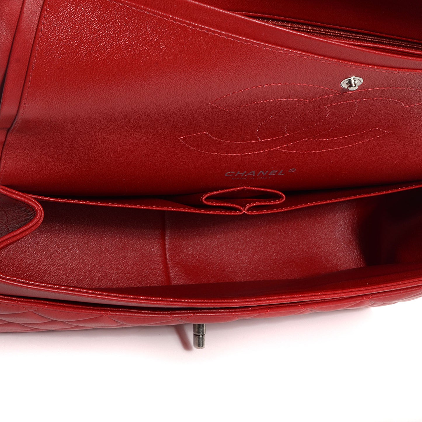 Lambskin Jumbo Double Flap Red