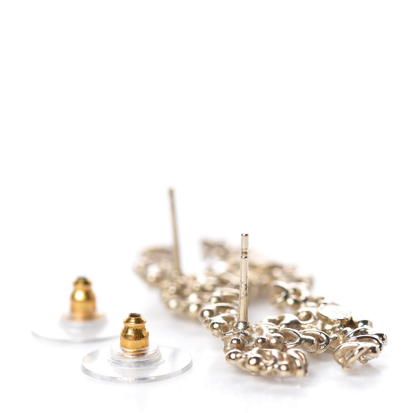 Crystal Pearls Coronation CC Earrings Gold