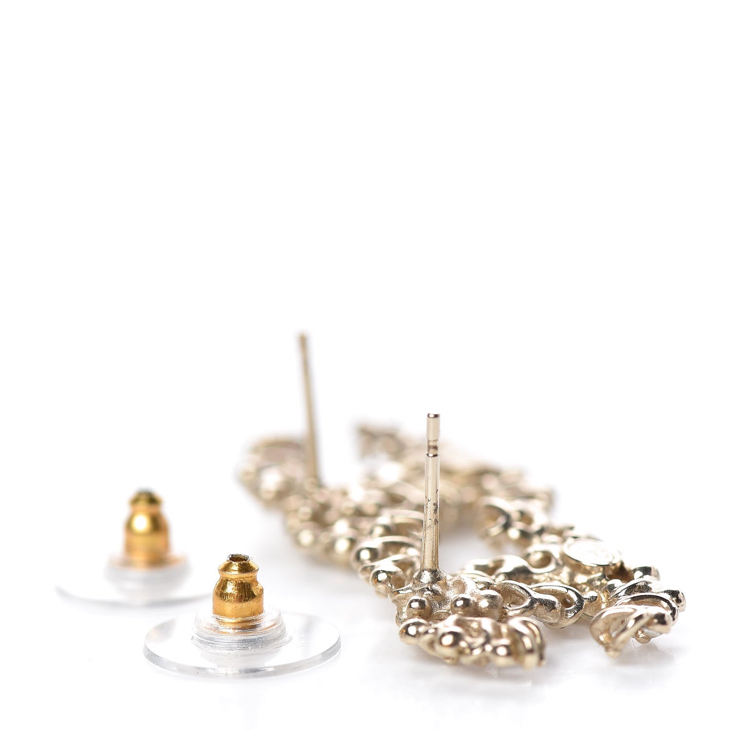 Chanel Crystal Pearls Coronation CC Earrings Gold 3 of 5