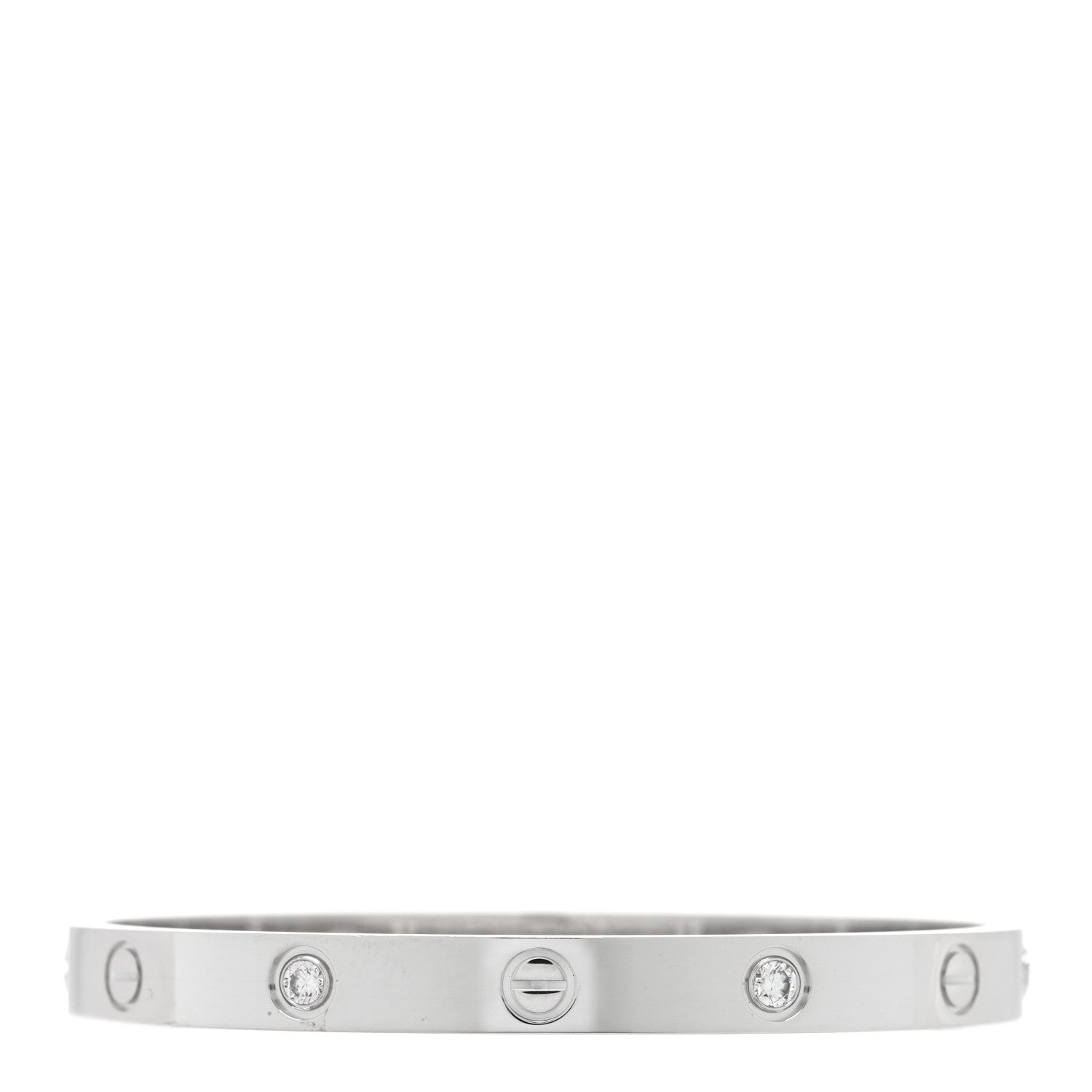 Cartier 18K White Gold 4 Diamond Love Bracelet 17 2 of 6