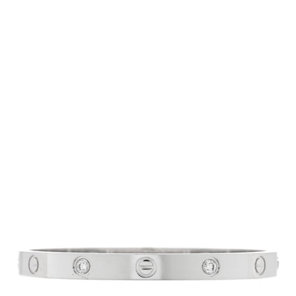 Cartier 18K White Gold 4 Diamond Love Bracelet 17 2 of 6