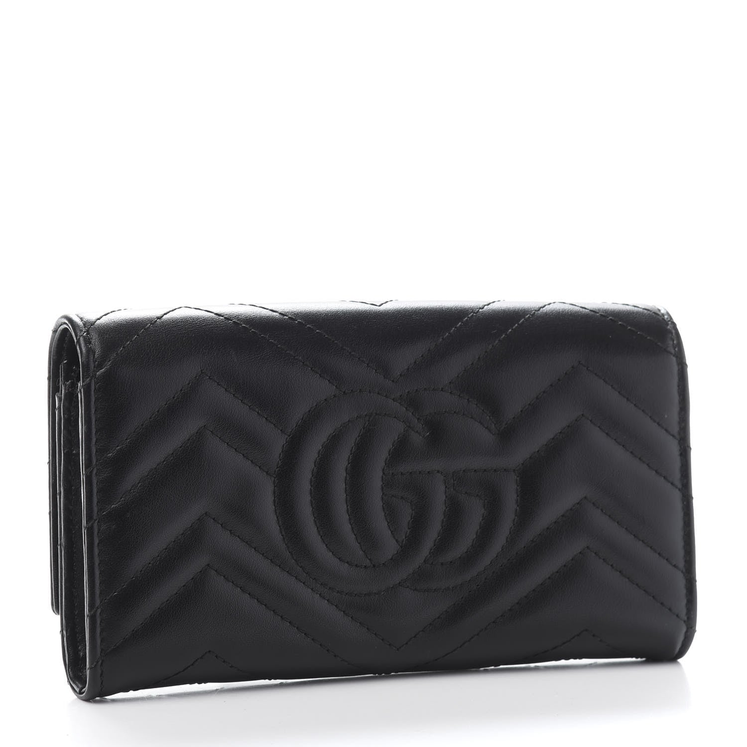 Gucci Calfskin Matelasse GG Marmont Continental Wallet Black 3 of 10