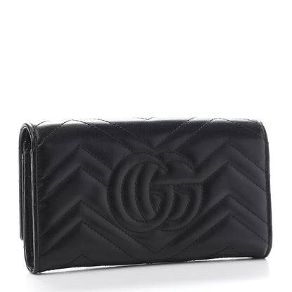 Gucci Calfskin Matelasse GG Marmont Continental Wallet Black 3 of 10