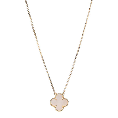 Van Cleef & Arpels 18K Yellow Gold Mother of Pearl Vintage Alhambra Pendant Necklace 1 of 8