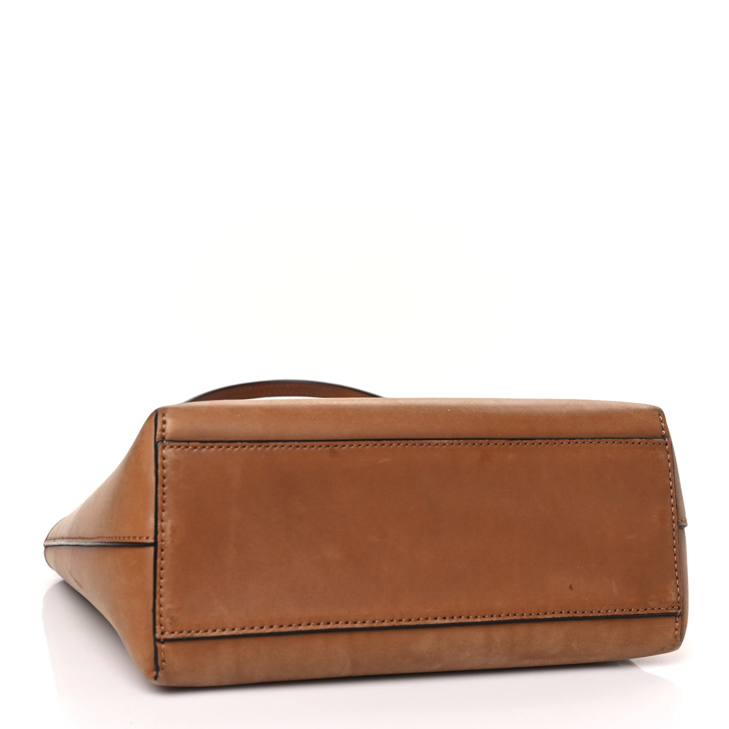 Calfskin Double Handle Square Tote Camel Capri Blue