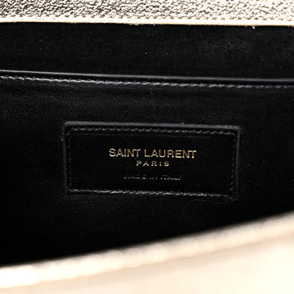 Saint Laurent Metallic Textured Calfskin Classic Monogram Cassandre Clutch Pale Gold 6 of 8