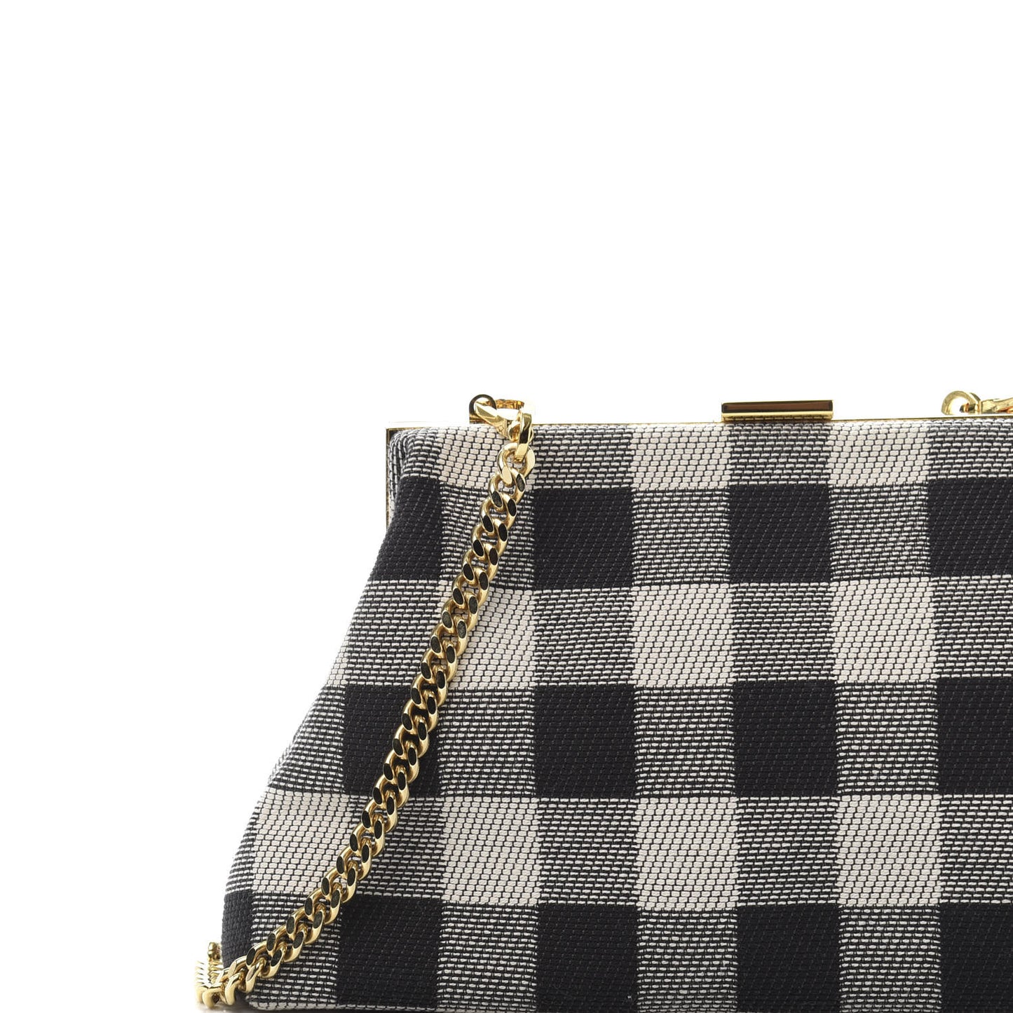 Checker Canvas Mini Volume Chain Clutch Black White