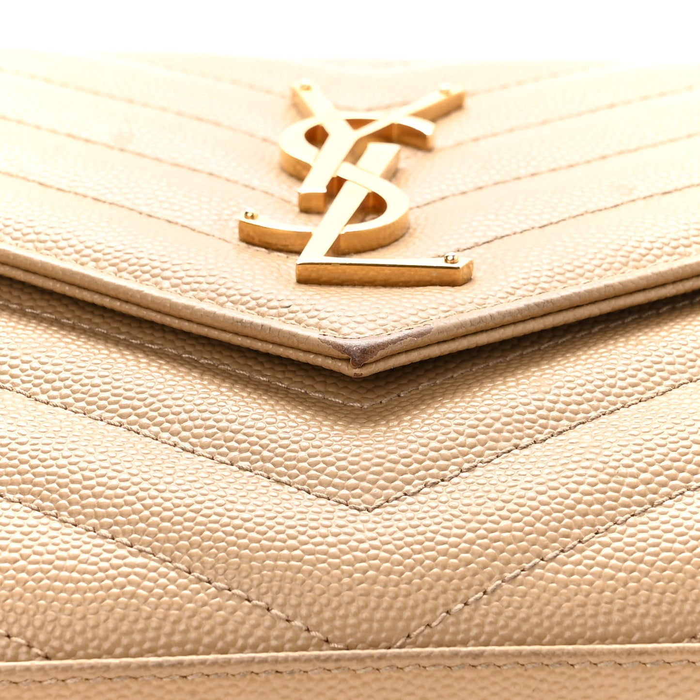 Grain De Poudre Matelasse Chevron Monogram Chain Wallet Dark Latte