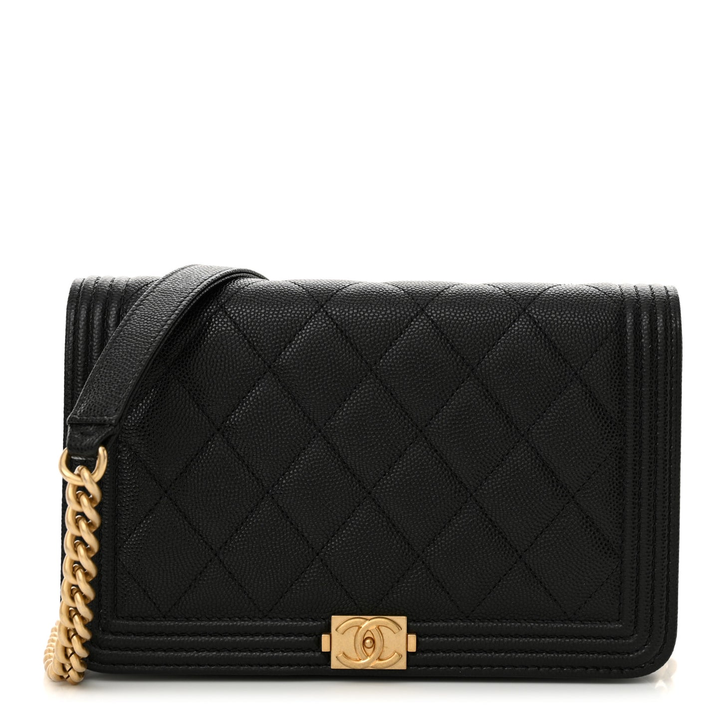 Caviar Quilted Boy Wallet On Chain WOC Black
