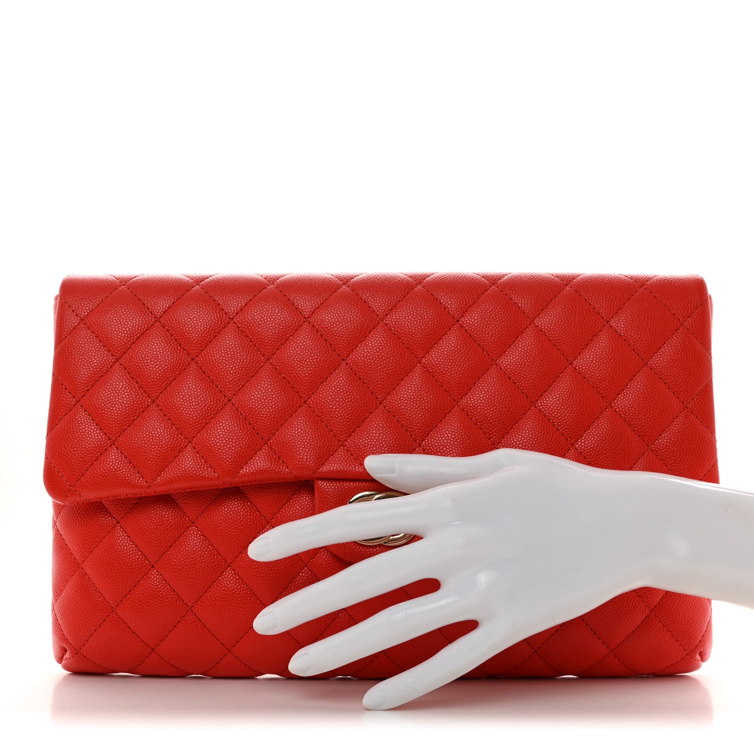 Chanel Caviar Quilted Flap Clutch Red 2 of 7