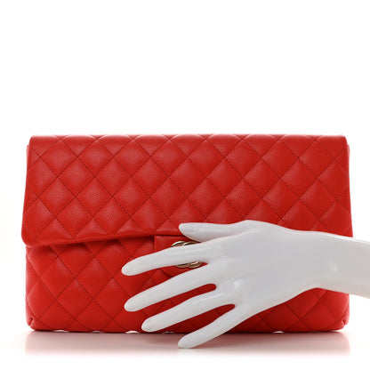 Chanel Caviar Quilted Flap Clutch Red 2 of 7