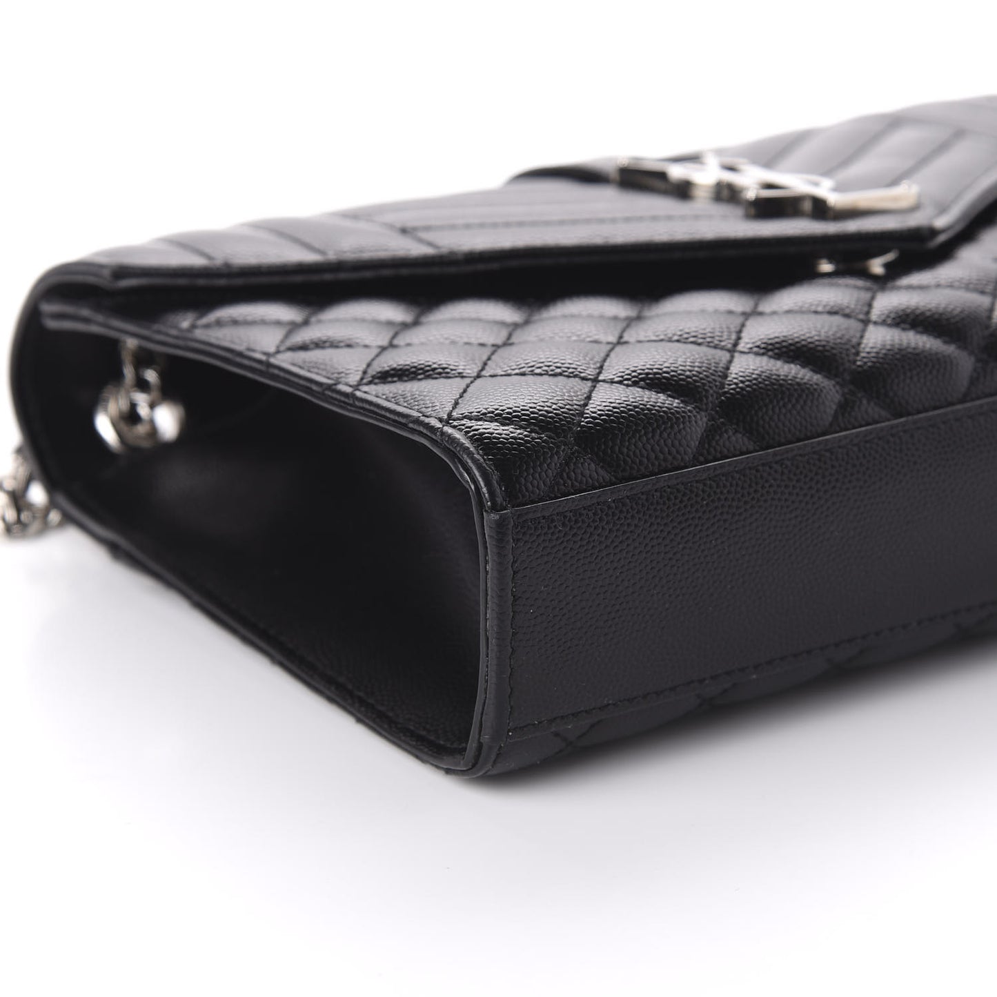 Grain De Poudre Textured Mixed Matelasse Triquilt Medium Monogram Satchel Black