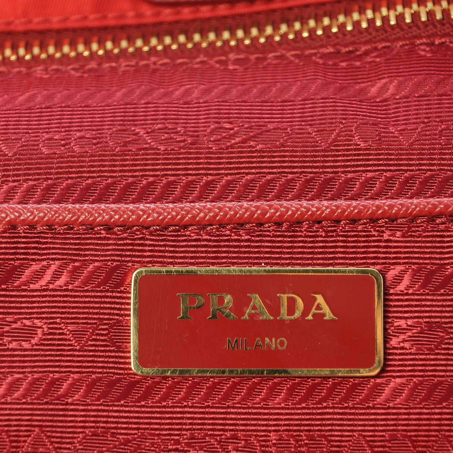 Tessuto Nylon Saffiano Tote Rosso
