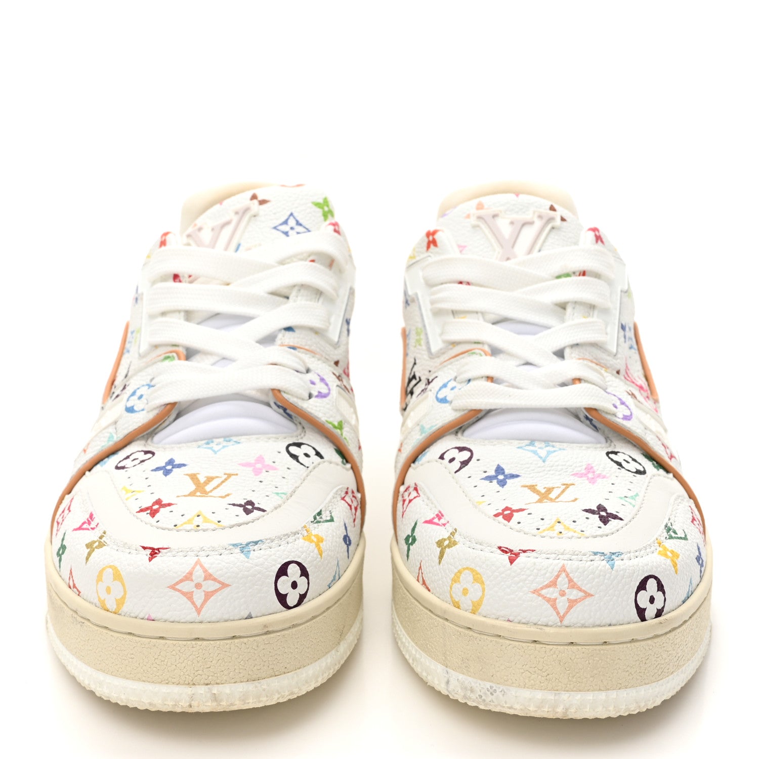 Louis Vuitton LV X TM Calfskin Monogram Multicolor Womens LV Trainer Sneakers 39 White 3 of 10