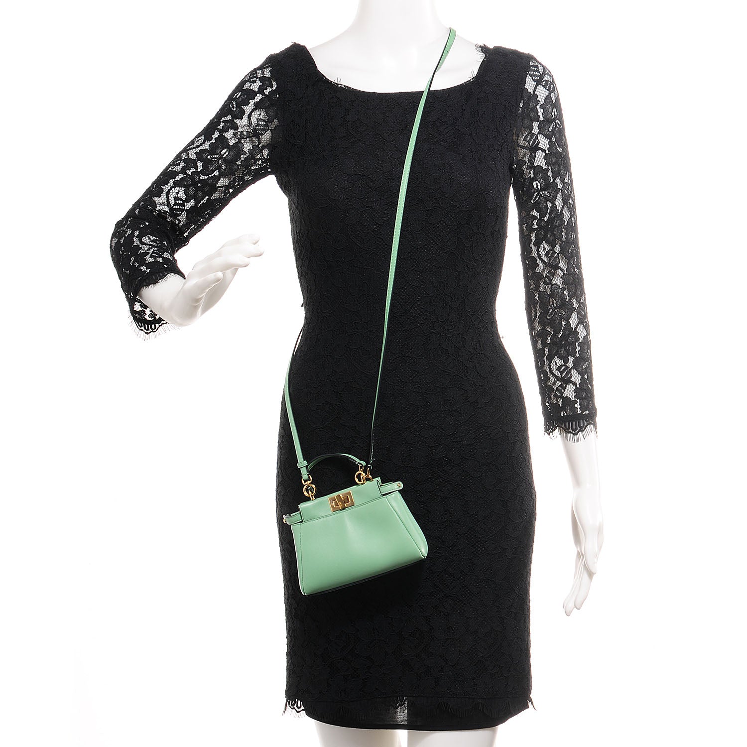 Fendi Shiny Nappa Micro Peekaboo Iconic Satchel Verde Acqua 2 of 12