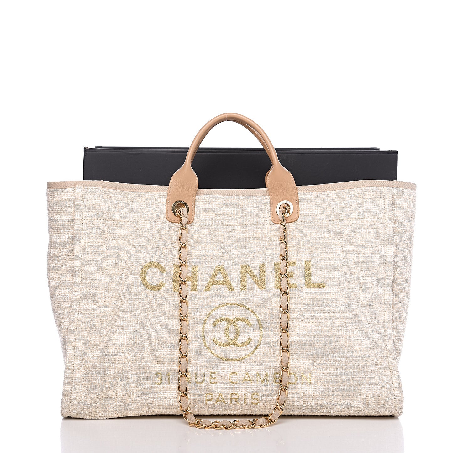 Lurex Boucle Large Deauville Tote Light Beige
