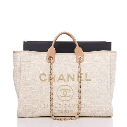 Chanel Lurex Boucle Large Deauville Tote Light Beige 10 of 10