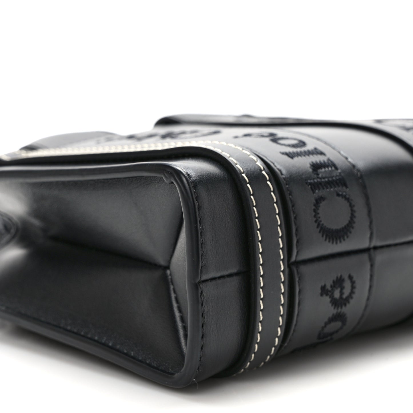 Calfskin Mini Woody Ribbon Tote Black