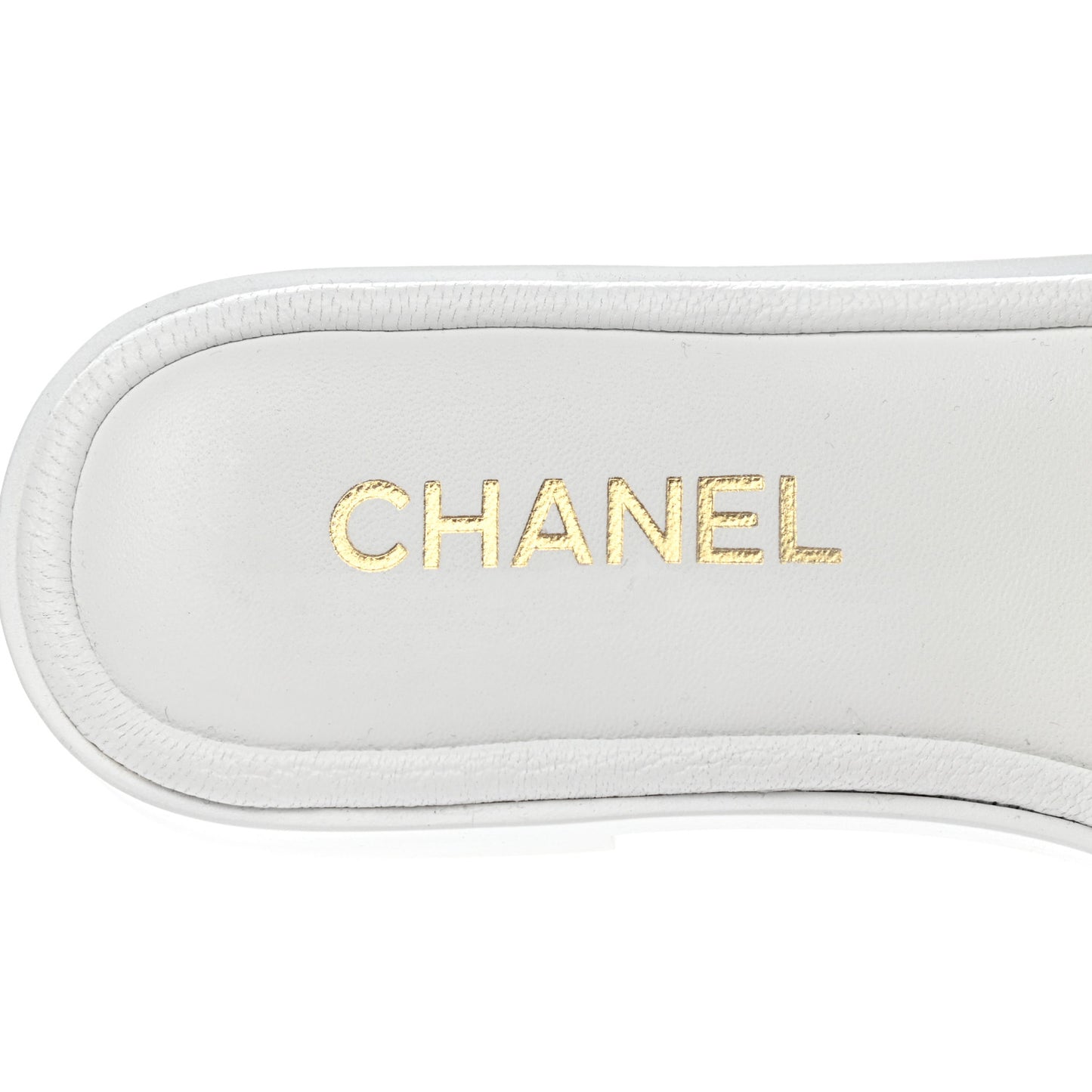 Shiny Goatskin Quilted CC Mules Sandals 37.5 White
