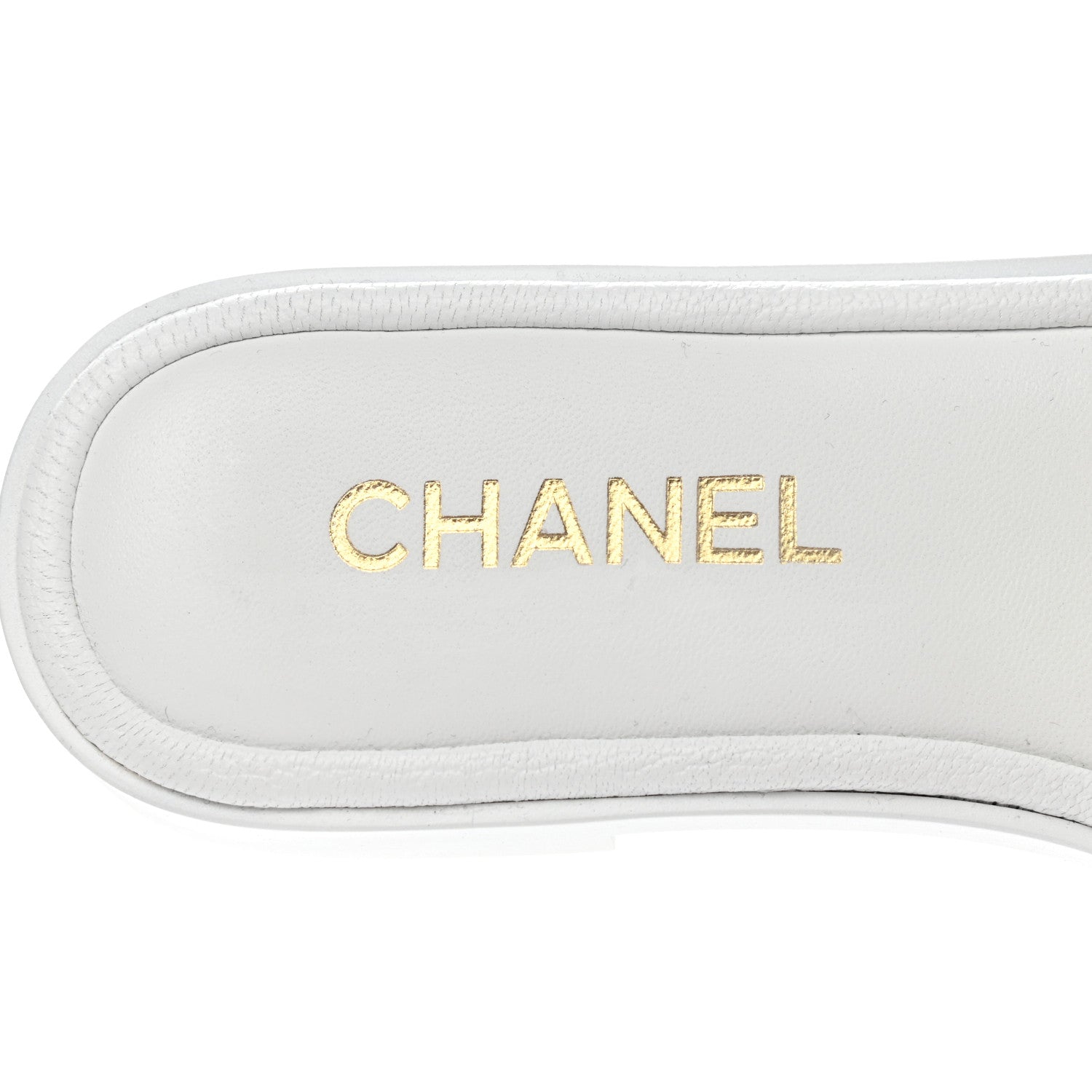 Chanel Shiny Goatskin Quilted CC Mules Sandals 37.5 White 6 of 9