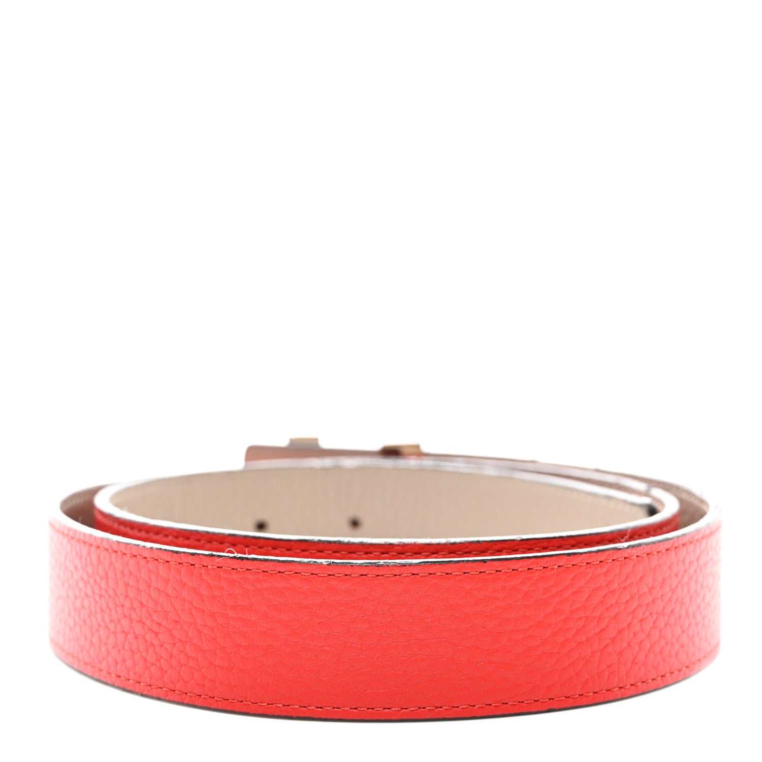 Louis Vuitton Taurillon Calfskin 30mm LV Initiales Belt 80 32 Galet Corail 2 of 11