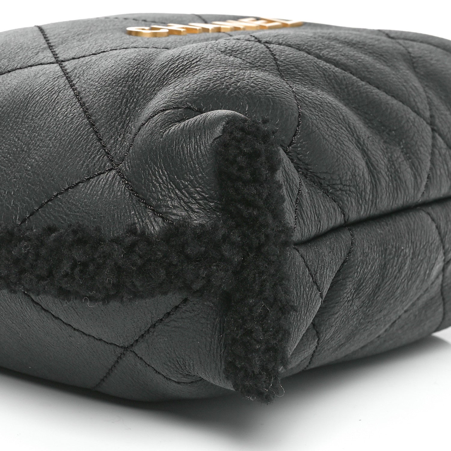 Chanel Aged Lambskin Shearling Quilted Small Chanel 22 Black 11 of 12