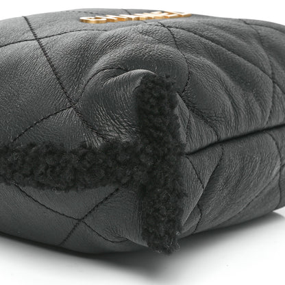 Chanel Aged Lambskin Shearling Quilted Small Chanel 22 Black 11 of 12