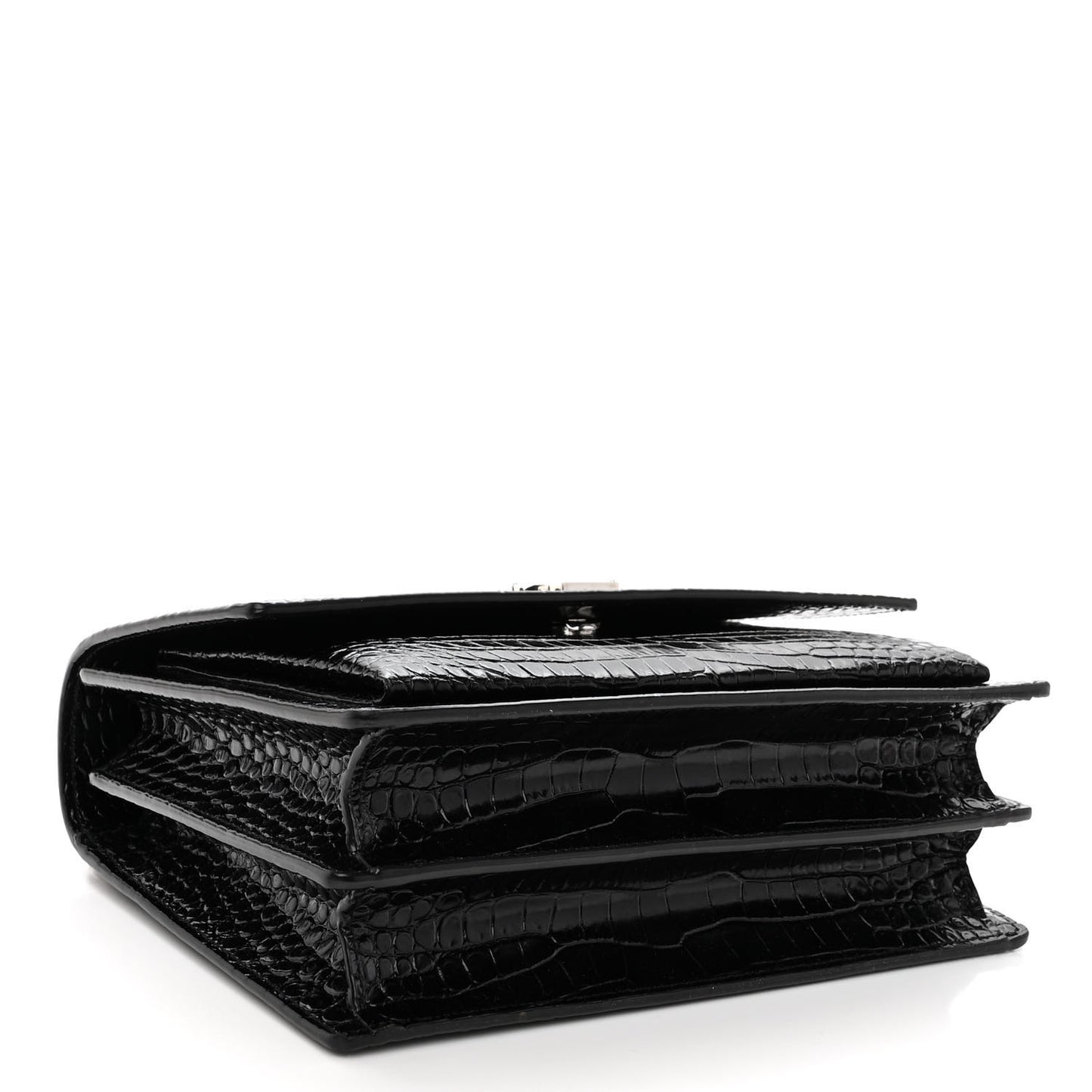 Calfskin Crocodile Embossed Medium Monogram Sunset Black
