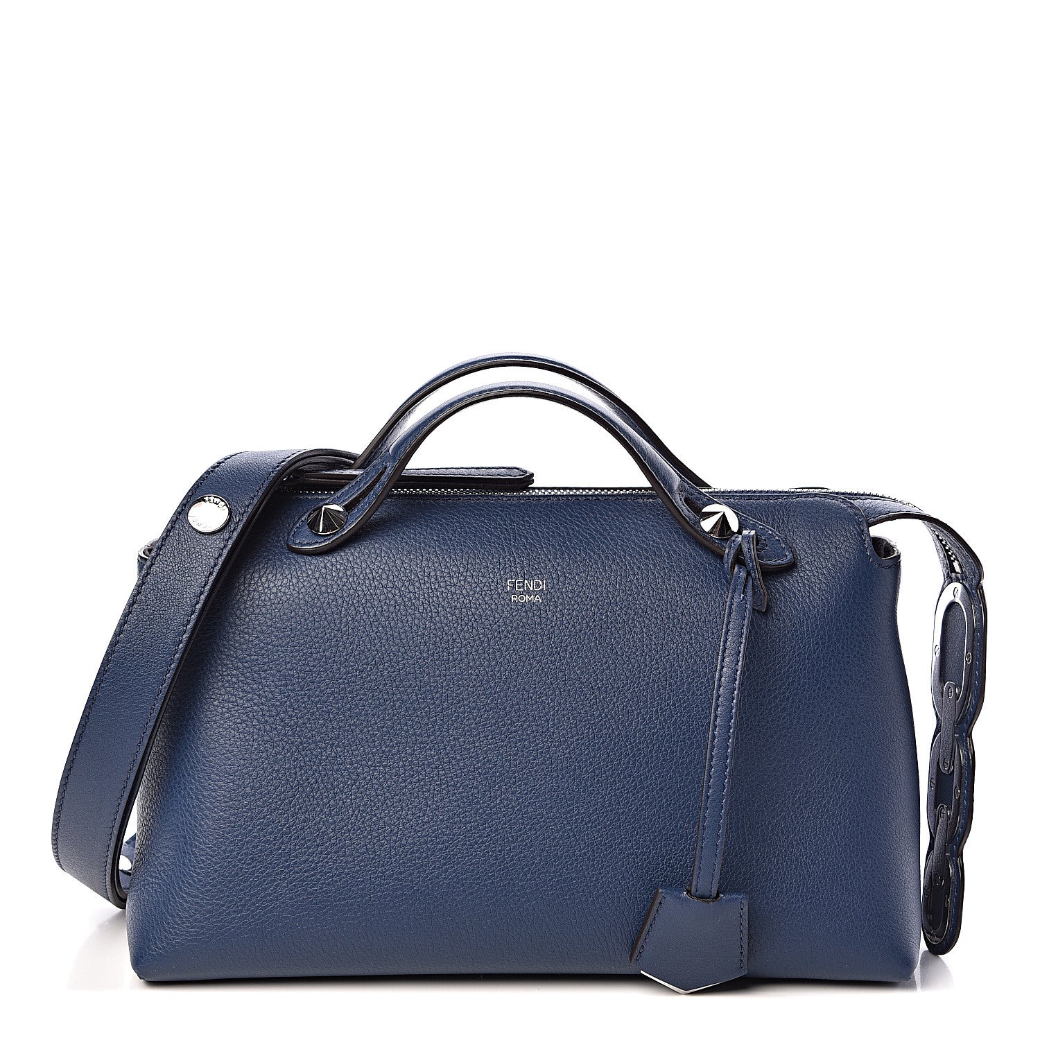 Fendi Vitello Dolce Chain Tail Medium By The Way Boston Bag Blue 1 of 14